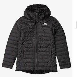 THE NORTH FACE girls size 7/8 mossbud swirl reversible parka hooded.
